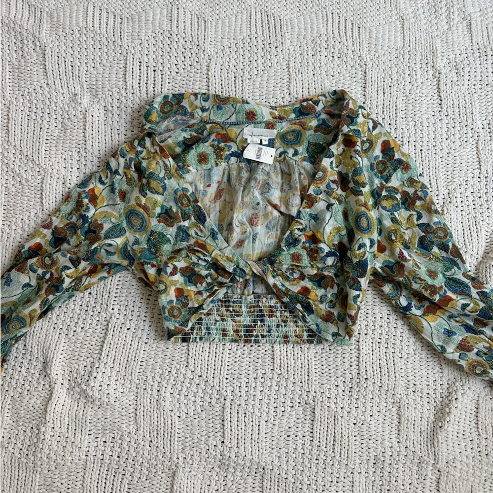 Anthropologie two piece set with crop top and long sleeve